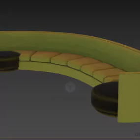Curved Large Waiting Sofa, 10 Seats Sofa 3d model