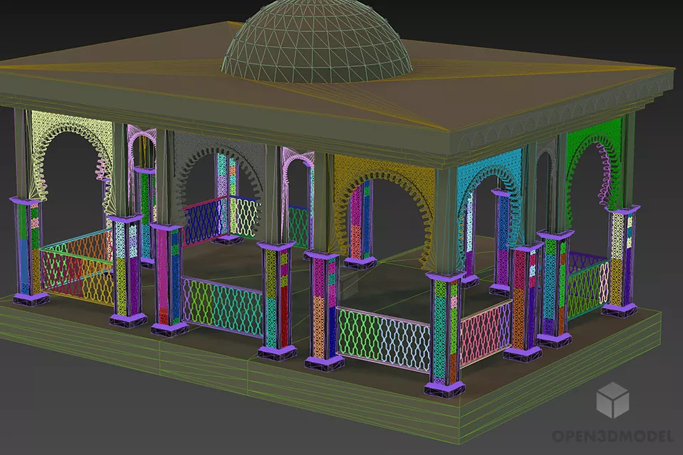 Arabian Stone Pavilion Building 3d model 2