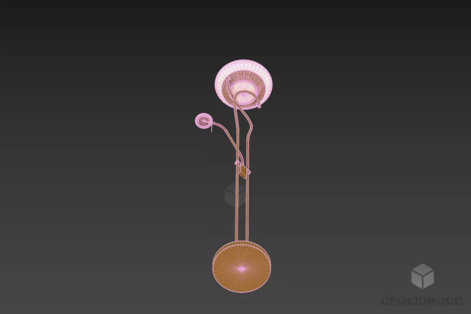 Floor Lamp Torchere Lamp Steel Stand 3d model 2