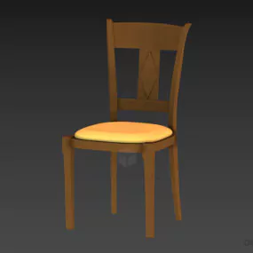 Restaurant Wood Chair With Thin Upholstered 3d model