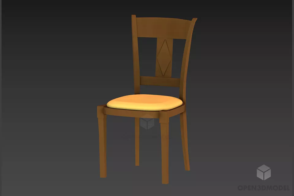 Chair Furniture Sedia, Oval Back Shape 3d model