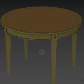 Round Dining Table White Wooden 3d model