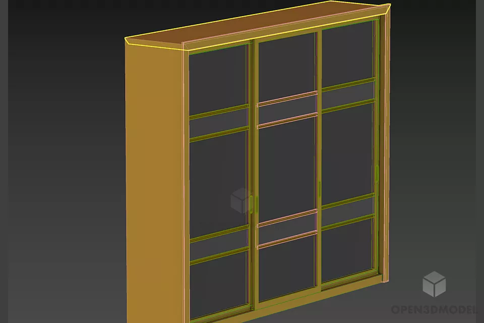 Wardrobe With Floral Decoration 3d model 2