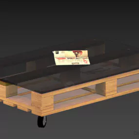 Magazines On Coffee Table Pallet Wood 3d model