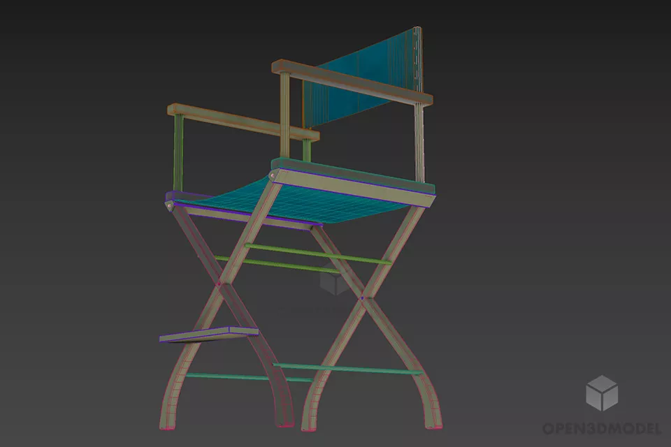 Folding Garden Armchair, Wooden Armchair 3d model 2