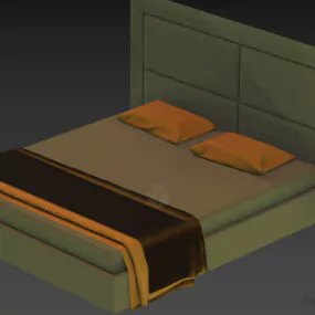 Double Bed Elegant Style With Mattress 3d model