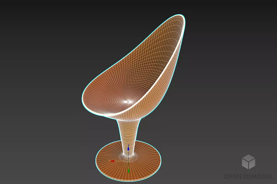 Black Salon Armchair, Egg Chair Shape 3d model 2
