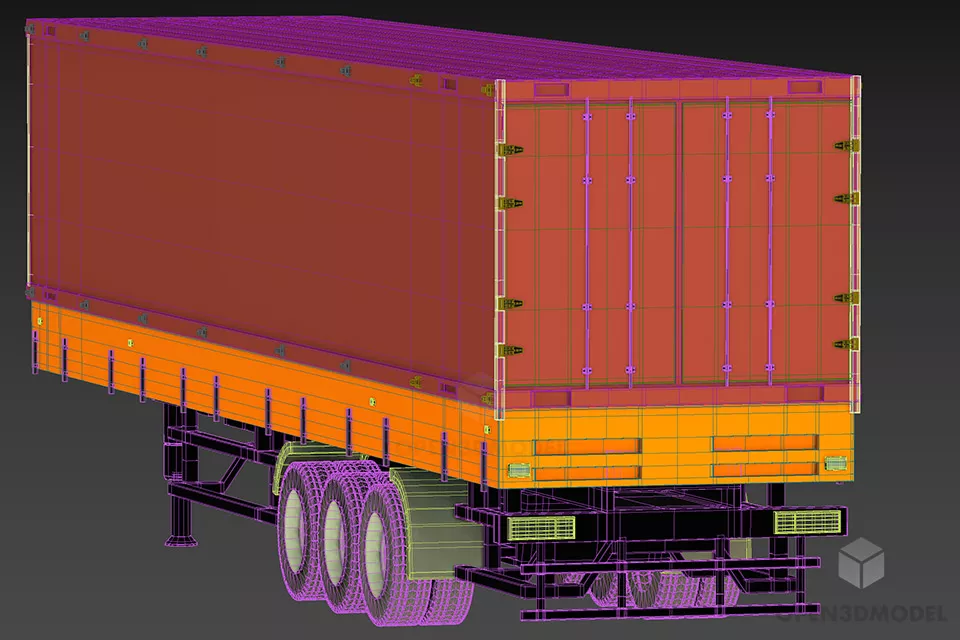 Box Trailer Without Truck 3d model 2