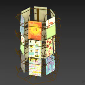 Magazine Steel Rack, Display Shelf 3d model