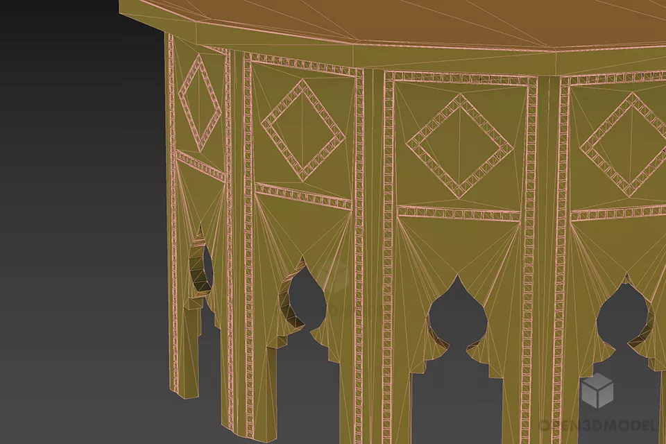 Arabian Table Furniture, Antique Table 3d model 2