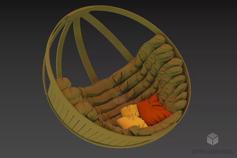 Curved Back Armchair With Cushion 3d model