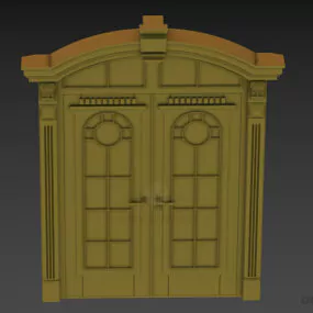 Antique Door European Style, Wooden Frame Door 3d model