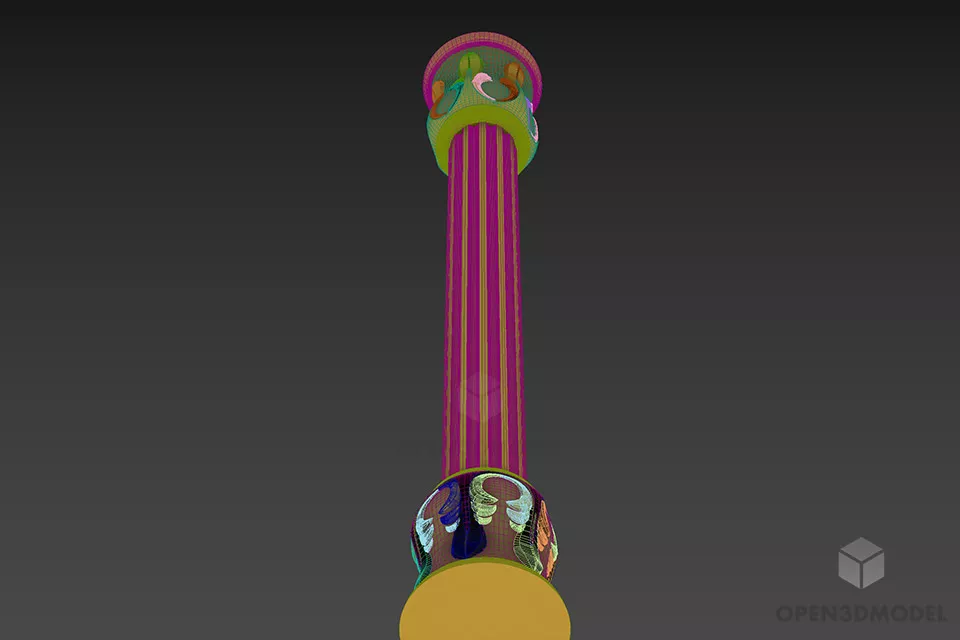 Retro European Column Decoration 3d model 2