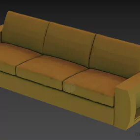 3 Seats Sofa Upholstery Grey Textile 3d model