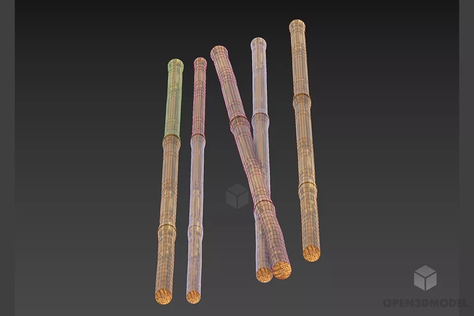 Bamboo Fence Decorative 3d model 2