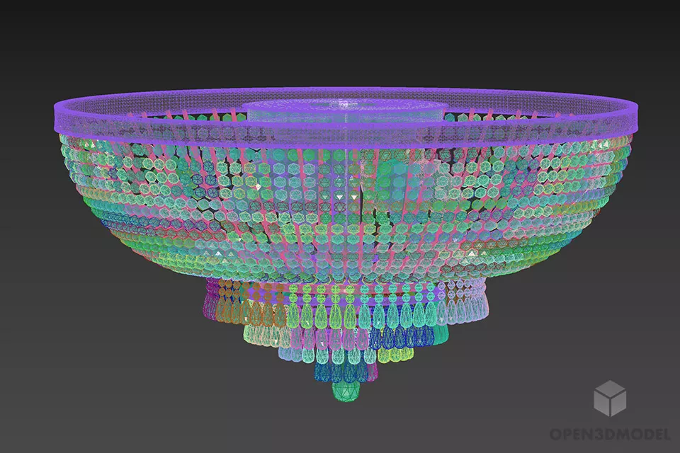 Chandelier Lamp Half Sphere Diamond Shade 3d model 2