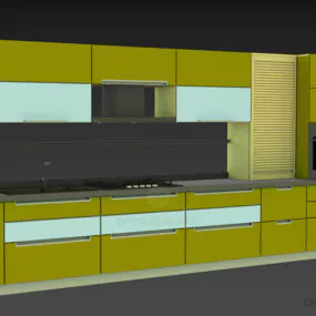 Side Kitchen Cabinet With Sink, Stove, Oven 3d model