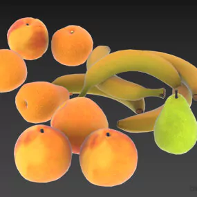 Fruits Set, Banana, Apple Fruit 3d model