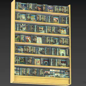 Wood Bookcase Rack With Books Magazine 3d model