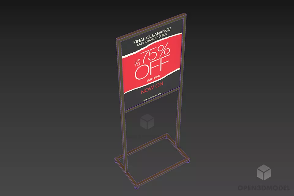 Adverting Board With Iron Frame 3d model 2