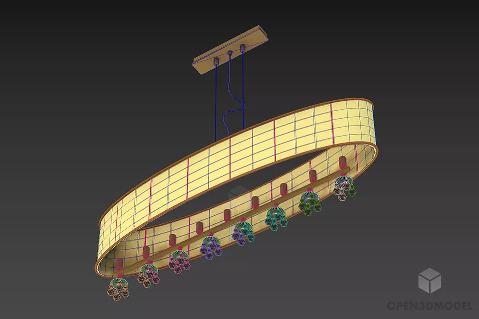 Luxury Pendant Lamp Oval Shade 3d model 2
