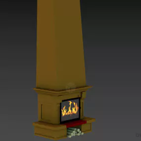 Stone Fireplace With Fire 3d model