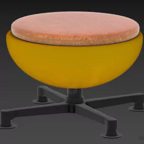 Wheels Round Seat, Wooden Top Seat 3d model