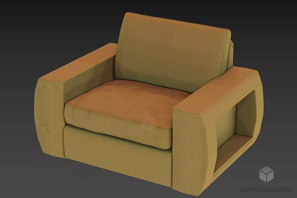 Salon Fixed Armchair Glass Shape 3d model