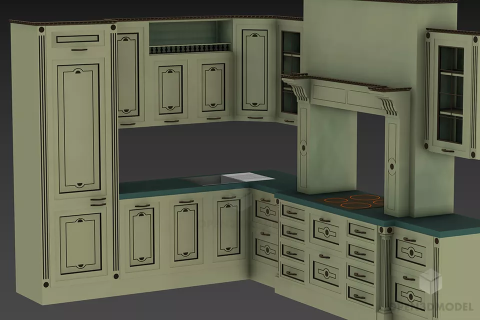 Antique Cabinet Glasscase Giorgio 3d model