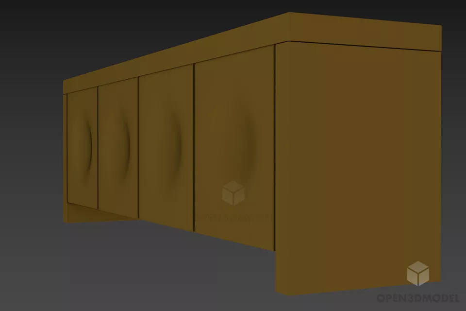 Side Locker With Carved Frame 3d model