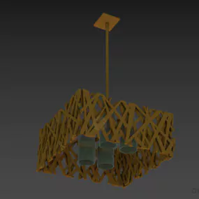 Square Pendant Lamp Mantra, Wooden Stick Shade 3d model