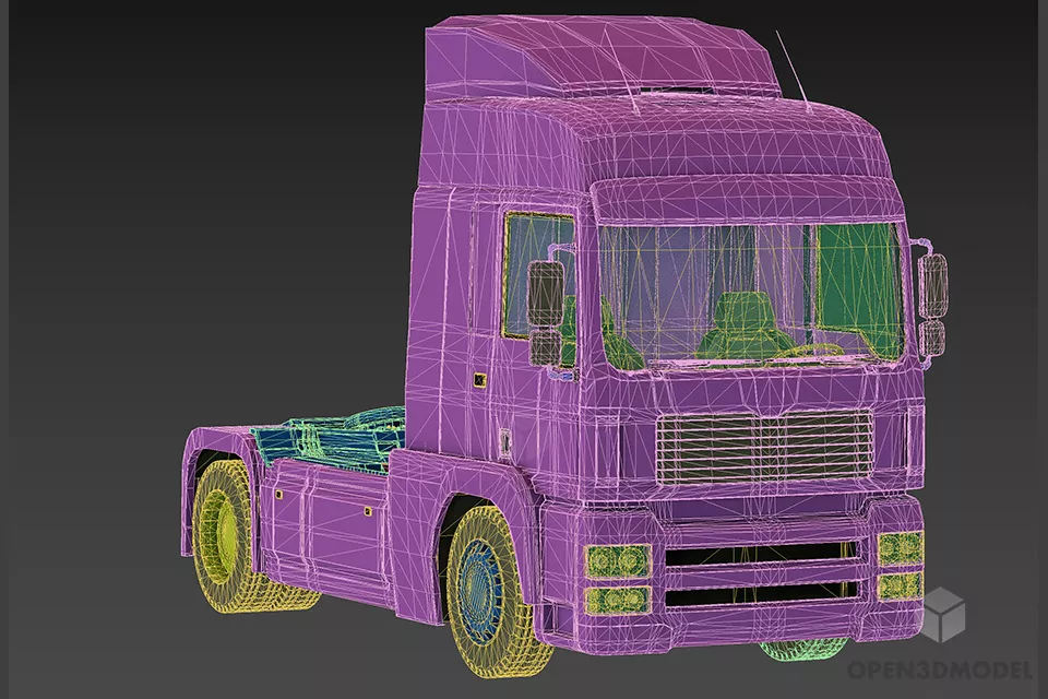 Container Truck Head 3d model 2