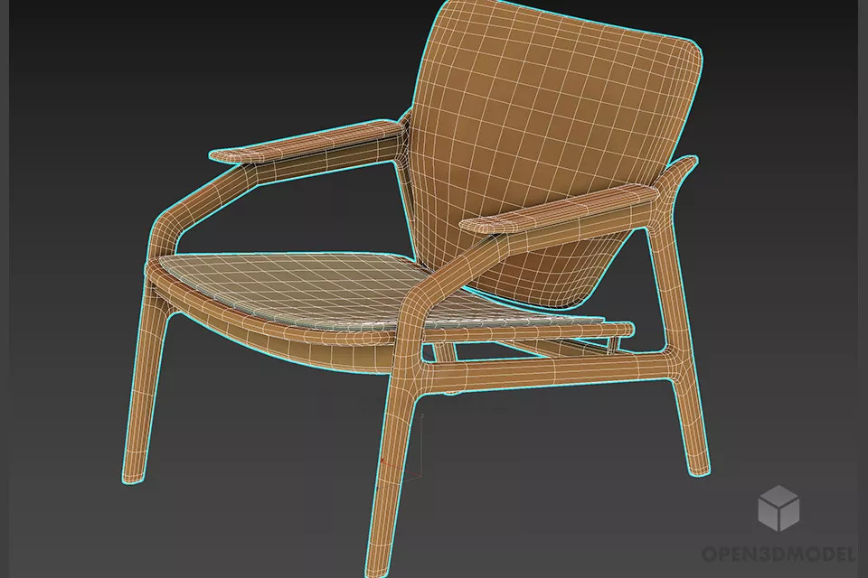 Outdoor Coffee Armchair White Wood 3d model 2