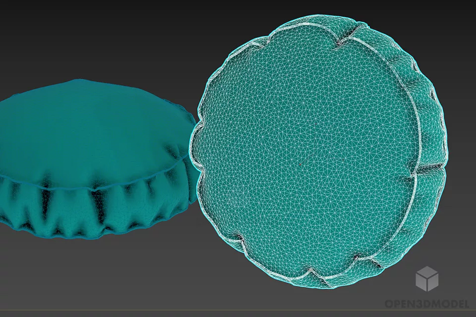 Leather Pillow Round Shape 3d model 2