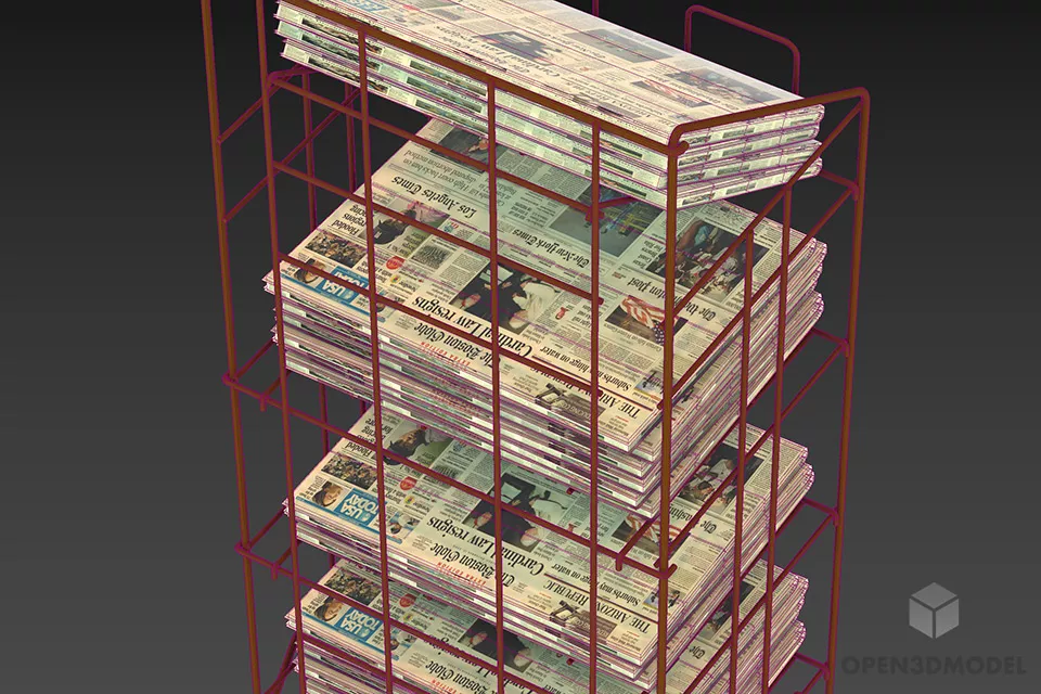 Magazine Display Steel Rack 3d model 2