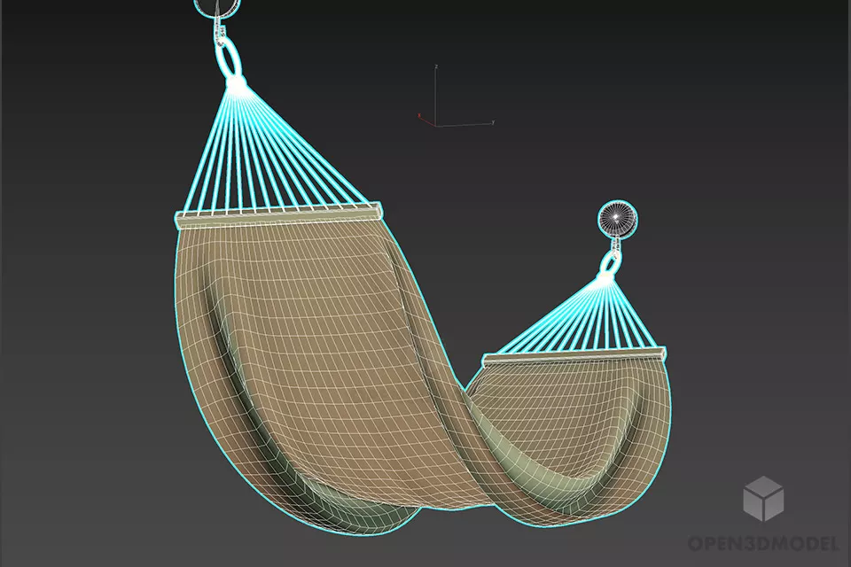 Textile Hammock Green Textile 3d model 2