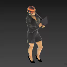Office Girl With Briefcase In Office Fashion 3d model