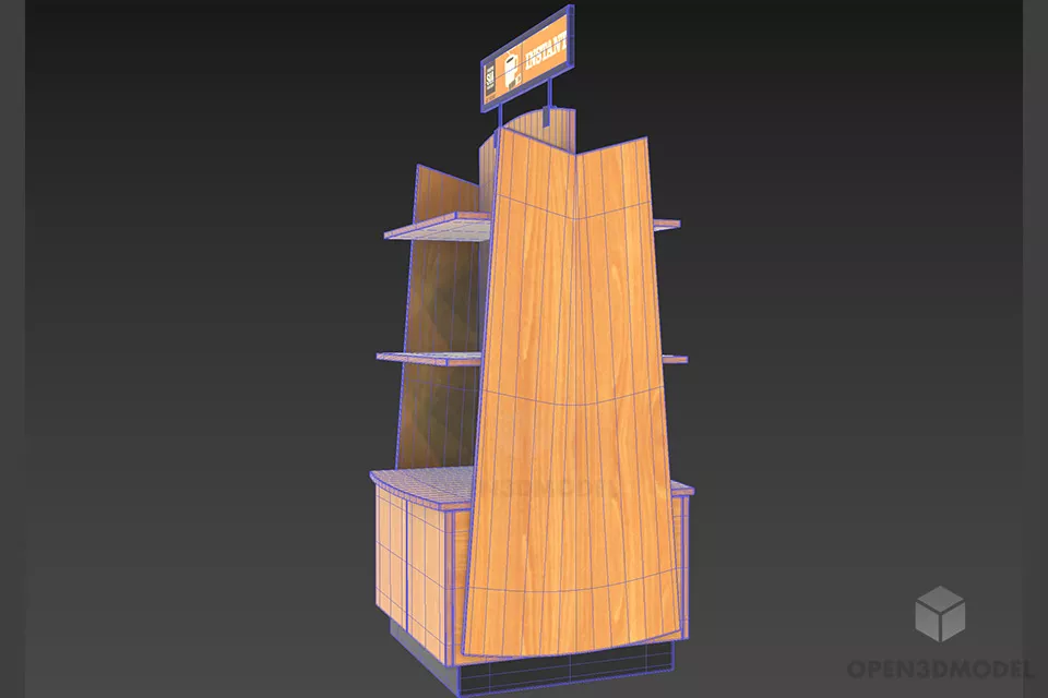 Shop Counter Shelf Furniture 3d model 2