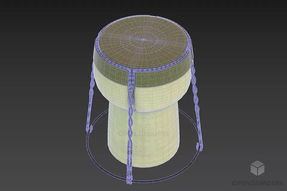 Art Chair Champagne Cap Shape 3d model 2