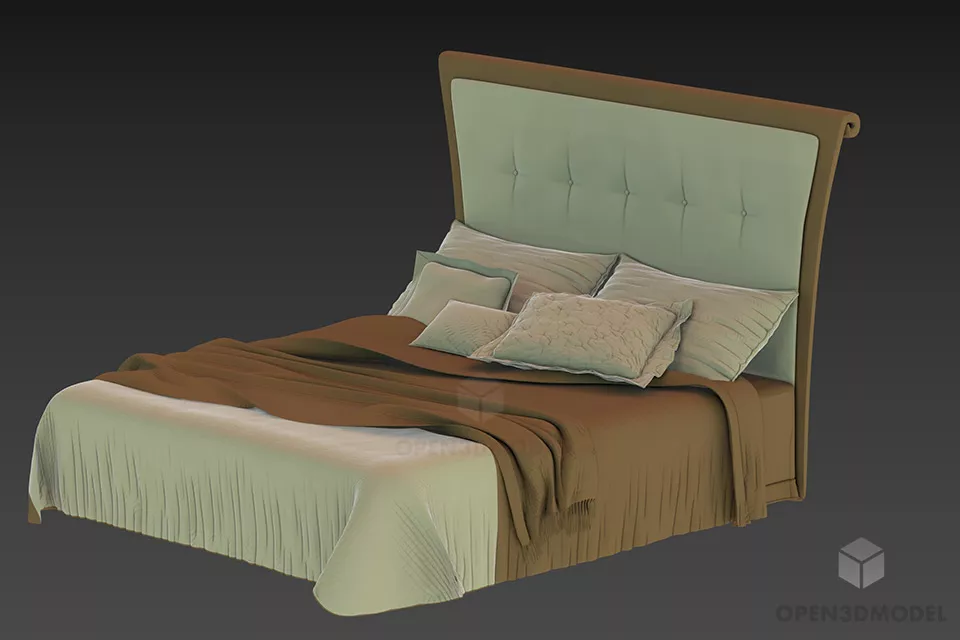 Classic Poster Bed With Textile Curtain 3d model