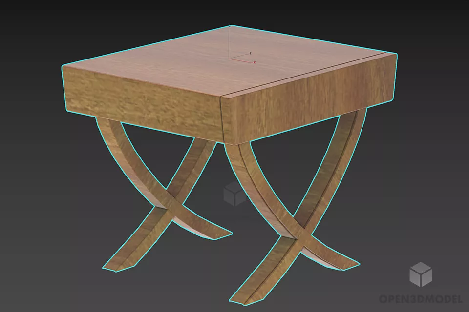 Simple Brown Wood Nightstand With Drawers 3d model