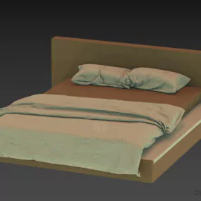 Hotel Modern Bed With Texture Mattress, Blanket 3d model