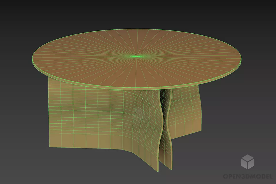 Round Glass Coffee Table Trigono 3d model 2
