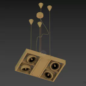 Studio Pendant Lamp, Four Spotlight Lamp 3d model