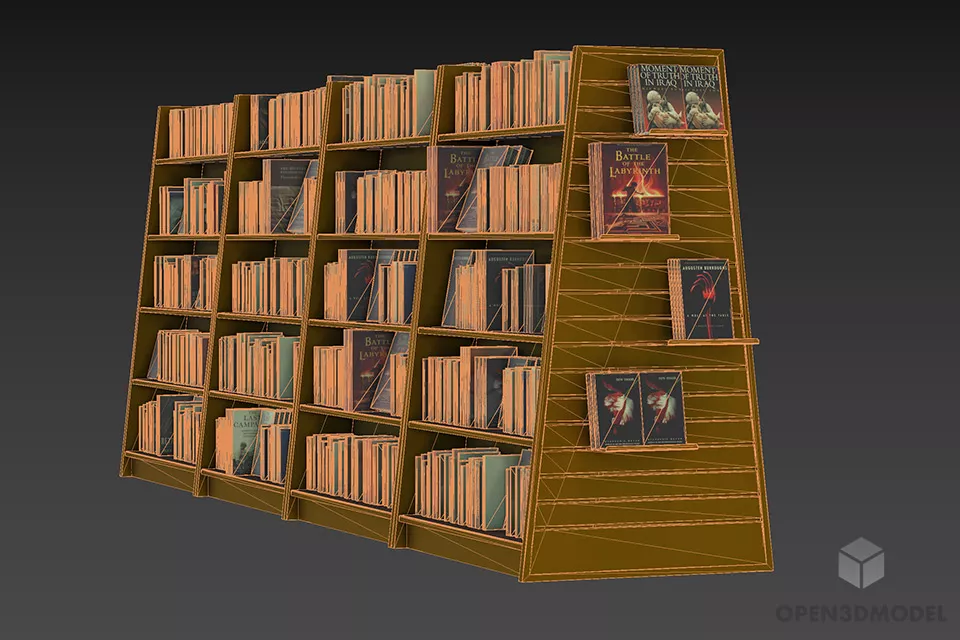 Library Bookcase Furniture, Wooden Book Case 3d model 2