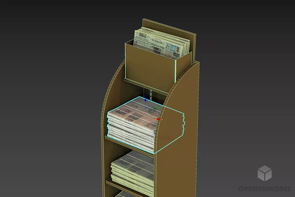 Display Rack With Magazine Book Set 3d model 2