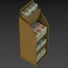 Display Rack With Magazine Book Set 3d model