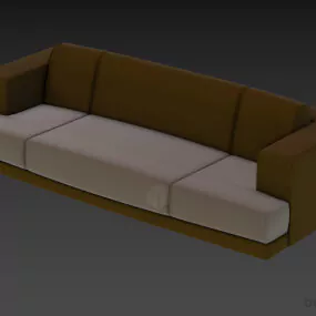 Leather Sofa Brown Color, Three Seats Sofa 3d model