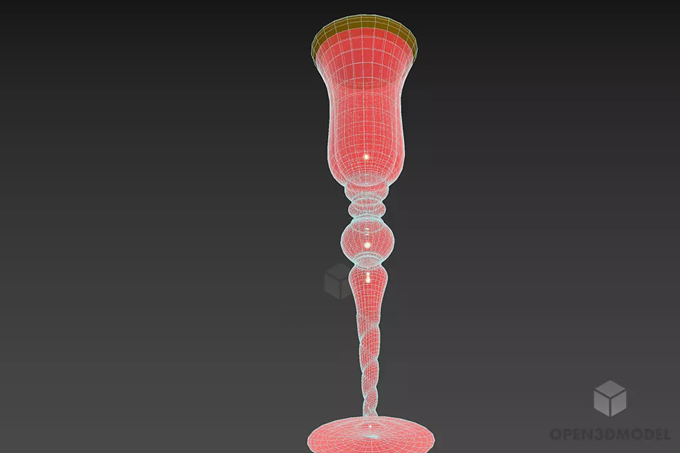 High Glass, Wine Glass 3d model 2