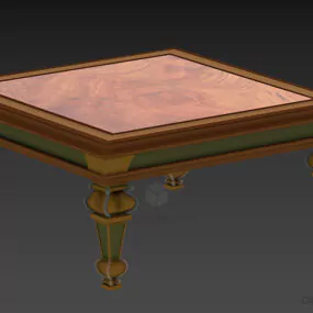 Antique Walnut Table Carved Leg 3d model